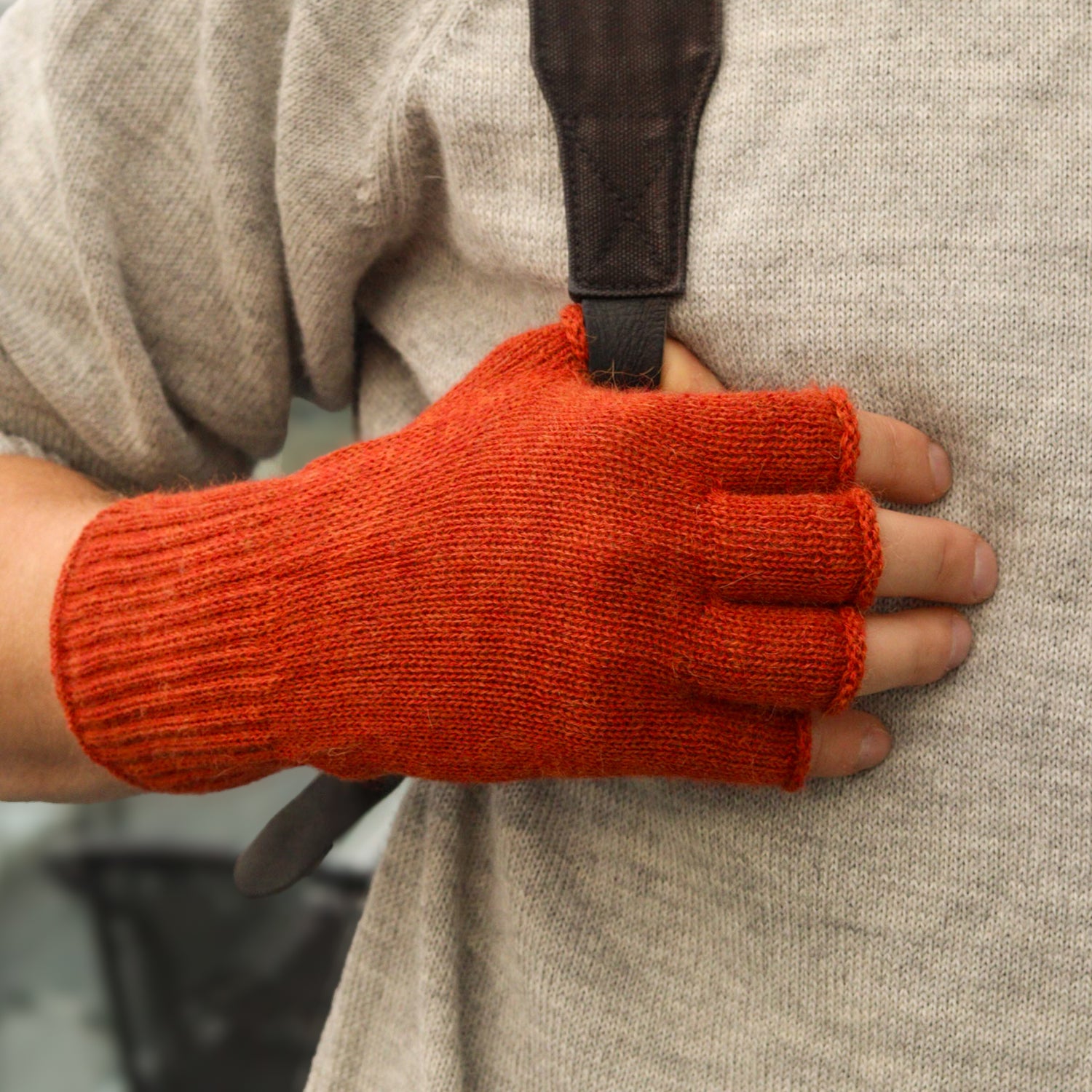 Pulu  alpacawool fingerless gloves orange product picture